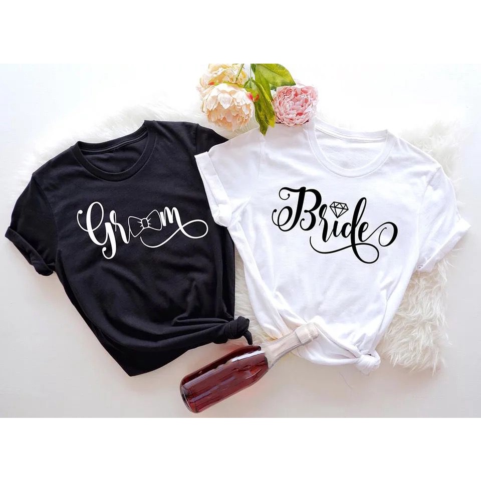 MYSTIQUE.ID-BAJU KAOS COUPLE GROOM&amp;BRIDE T-SHIRT LUCU DAN AESTHETIC