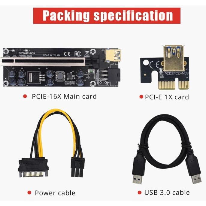 Usb 3.0 Riser Pci-E Express Riser Card 1X 16X 8 Kapasitor V009S Plus