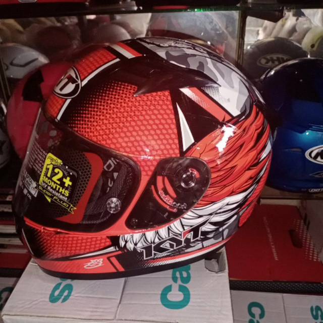 Helm KYT R10 Flat & Pin lock #2 Andi Gilang Replica Red Fluo/ Blcak
