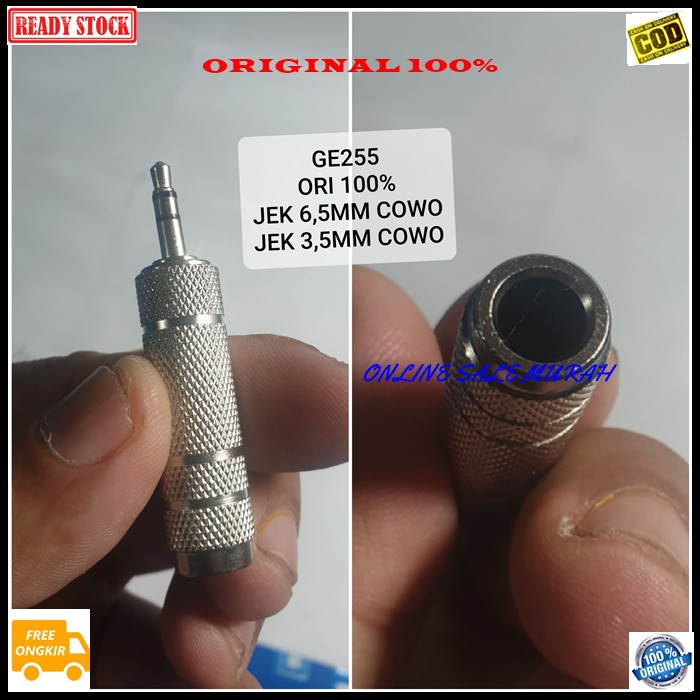 G255 ori 100% jack 3,5mm cowo jek akai akay 6,5 mm cewe mic adapter mik konektor microphone sambungan splitter audio sound extension penyambung suara headset headphone converter female male canon aux dvd ampli stereo original male female multi universal