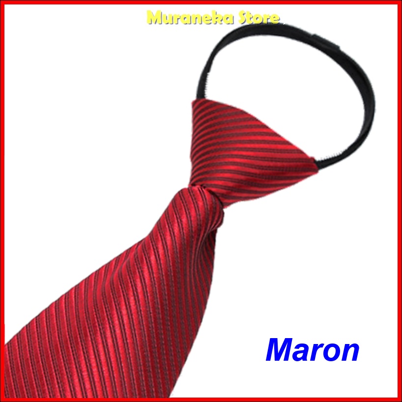 Dasi Pria Instan Resleting Garis Salur Instant Langsung Siap Pakai Jadi Otomatis Hitam Zipper Formal Merah Warna Biru SIlver tie Necktie Praktis Velcro Remaja Polos Wisuda Seragam Kerja Kantor Pengantin Set Resmi Mewah Simpel Slim Wedding Premium Inch cm