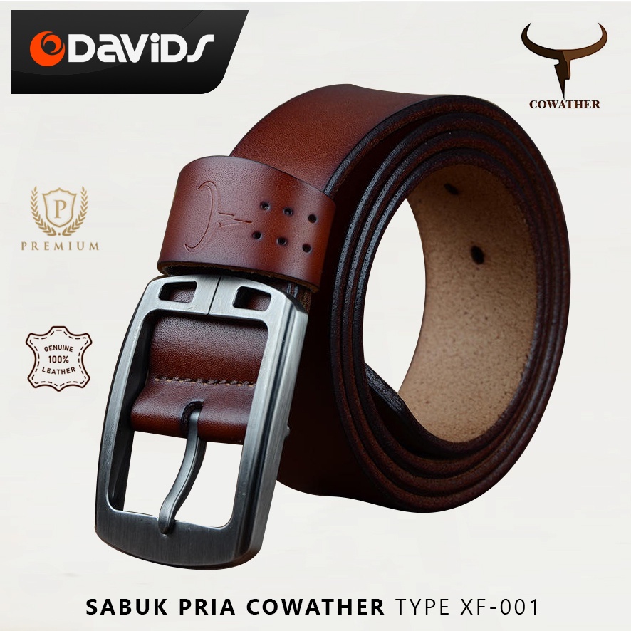 Sabuk Pria Kulit Asli Gesper Ikat Pinggang Panjang Cowather XF-001