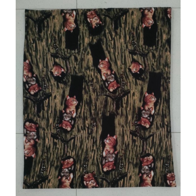 Kain Perca Rayon Motif Kucing Serat Kayu 150Cm X 445Cm.