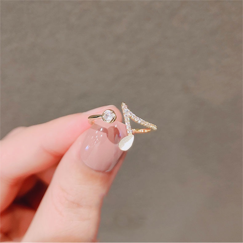 Cincin Jari Telunjuk Model Terbuka Dapat Disesuaikan Desain Mata Kucing Imitasi Gaya Jepang