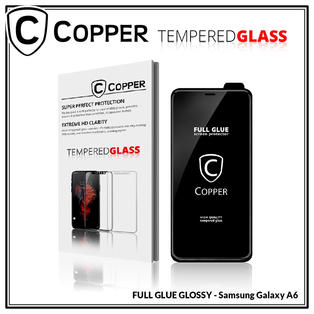 Samsung Galaxy A6 2018 - COPPER Tempered Glass Full Glue Premium Glossy