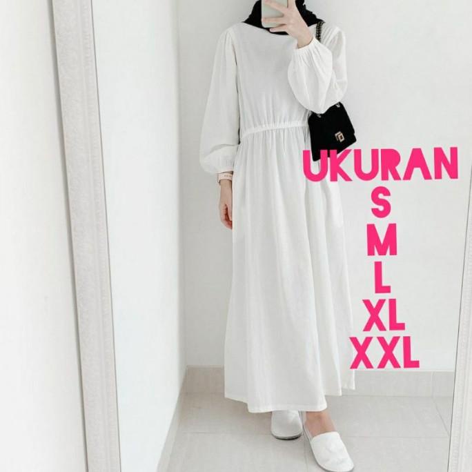 COD Wanita Kekinian Baju Kekinian Trand Gamis Remaja Gamis Putih Terbaru G