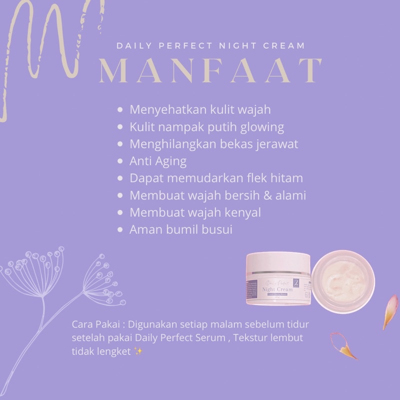 Daily Perfect Night cream Glowing Bpom// Night Cream Acne Glowing// Night Cream brightening // zarvskincare