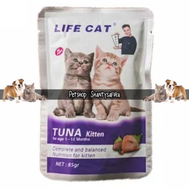 MAKANAN KUCING LIFECAT LIFE CAT KITTEN / ADULT POUCH 85 GR WET FOOD