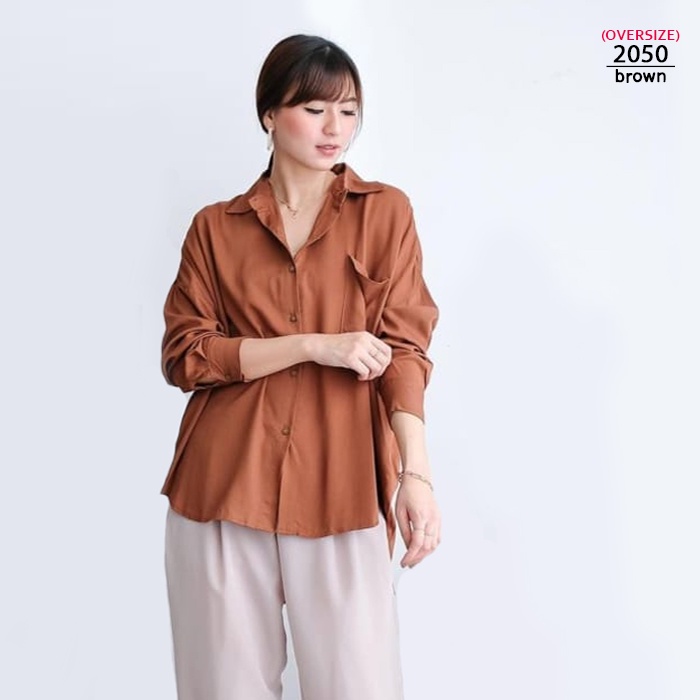 ARENA - Oversized Long Sleeve Shirt / Kemeja Wanita Jumbo-6