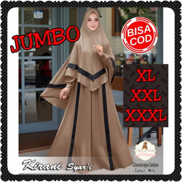 Gamis Jumbo Kirani Syari Baju Muslim Big Size XXXL Polos
