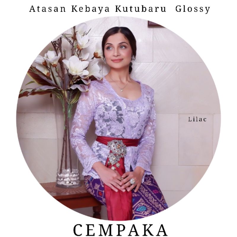 Atasan Kebaya Kutubaru Lengan Panjang Brokat Glossy Cempaka