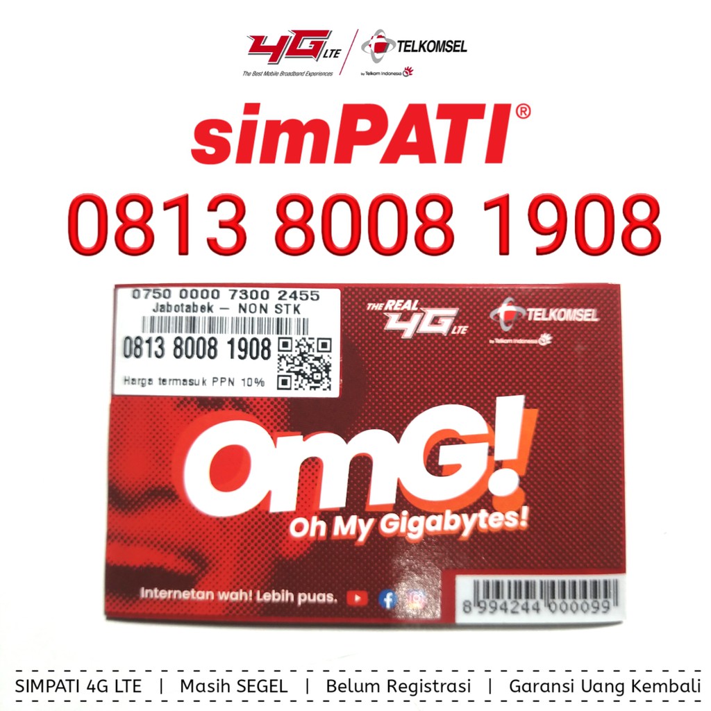 Nomor Cantik Telkomsel Simpati 4G LTE 0813 8008 1908