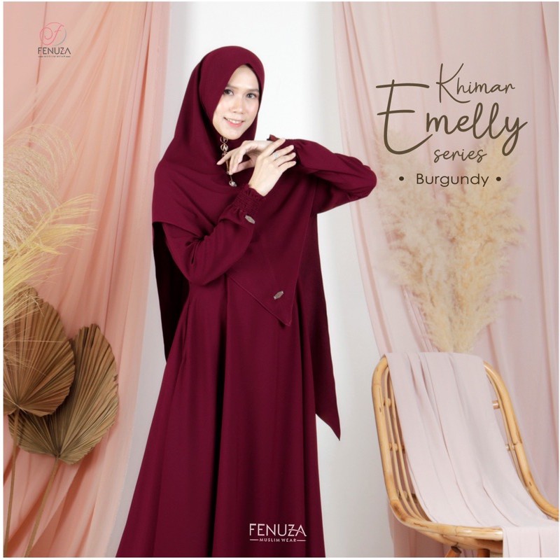 FENUZA-KHIMAR EMELLY WARNA BURGUNDY SIZE M