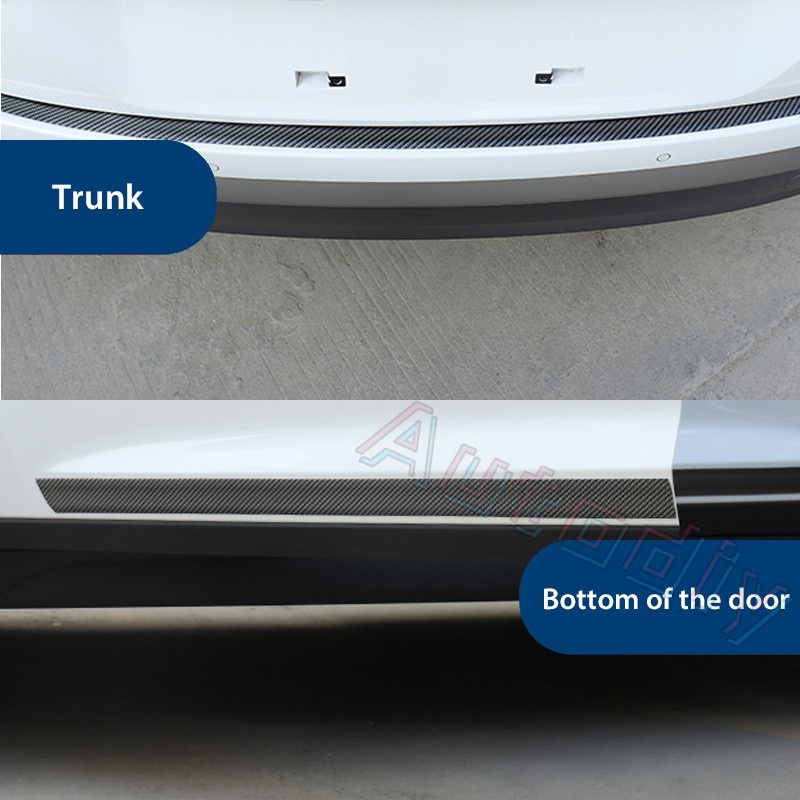 5cm Stiker Mobil 5D 6D Serat Karbon Universal Styling Car Door Sill Protector Bumper Depan Belakang Guard Protector 1meter