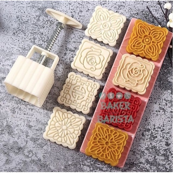 Cetakan Mooncake P 100gr square new moon cake mould mold cetakan kue bulan 100g persegi kuebulan