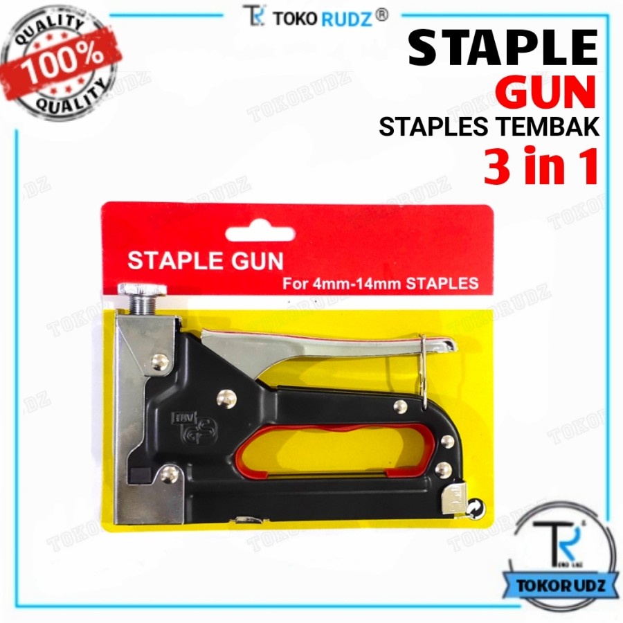 Steples Tembak Staple Staples Gun 3 in 1 Jok Kulit Kayu Karpet Kardus