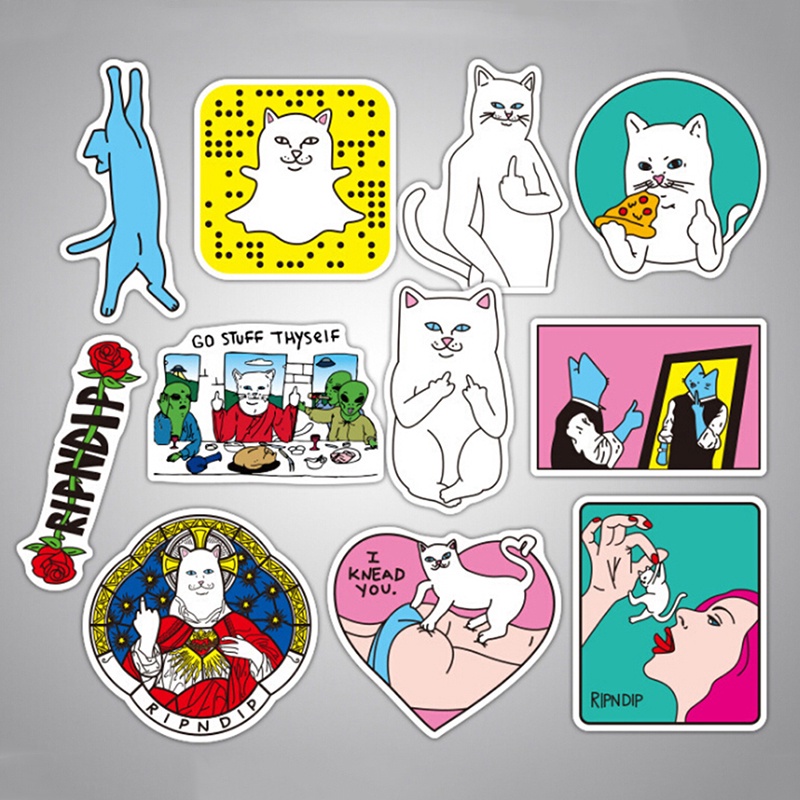 &lt; E2id &amp; &gt; 50Pcs / Set Stiker RIPNDIP Lucu Untuk Dekorasi Koper / Laptop / Skateboard