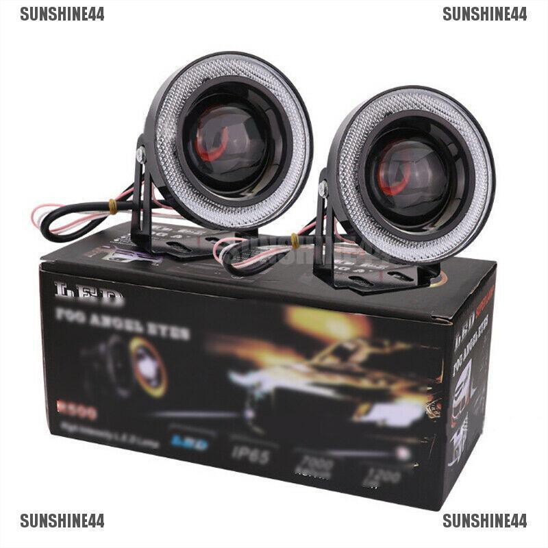 (SUNSHINE44) 1pc Lampu Kabut LED 3.5 &quot;Angel Eyes Warna Putih Untuk Mobil SUV Universal