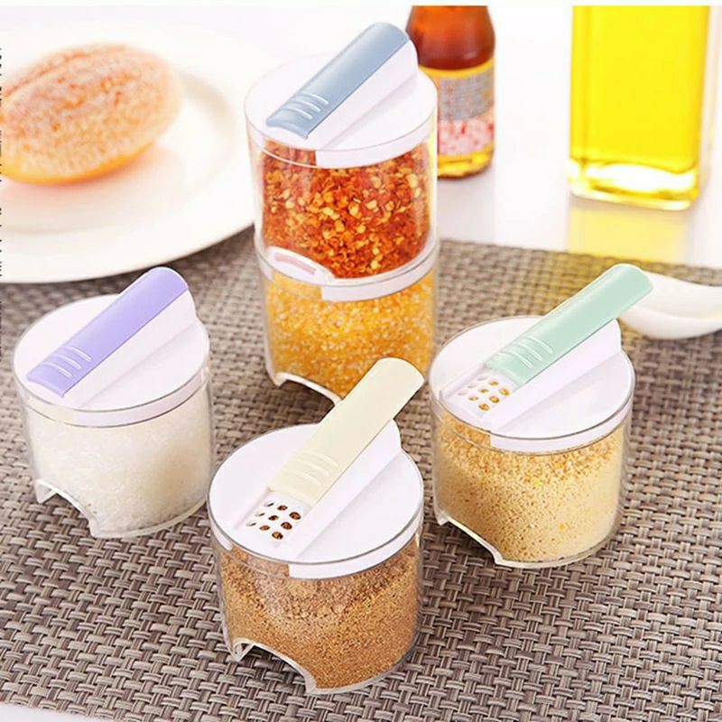 Toples Bumbu Dapur / Tempat Bumbu Rempah 1 Set 5pc / Seasoning Jar 5 in 1 Bisa Ditumpuk