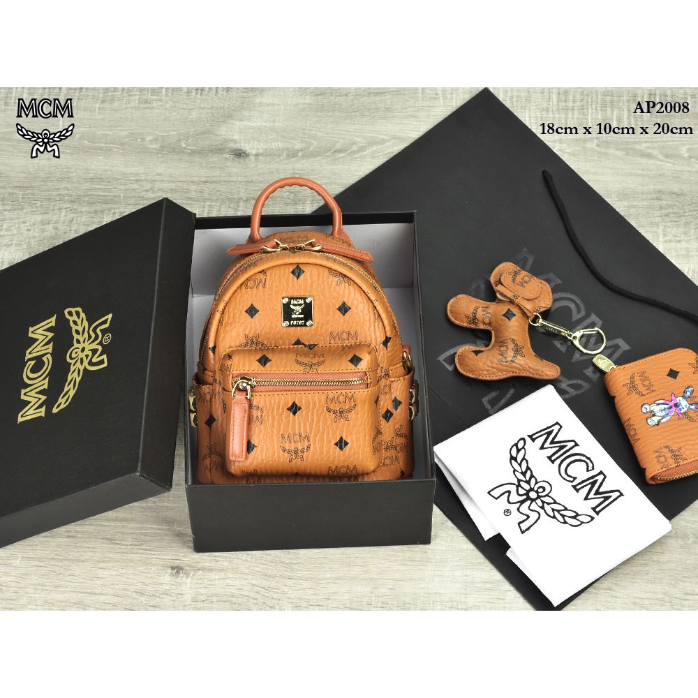 SUPPLIER TAS BRANDED Backpack MCM X-Mini Bebe Boo Side Studs Stark Visetos 3in1 COKLAT MUDA Semprem