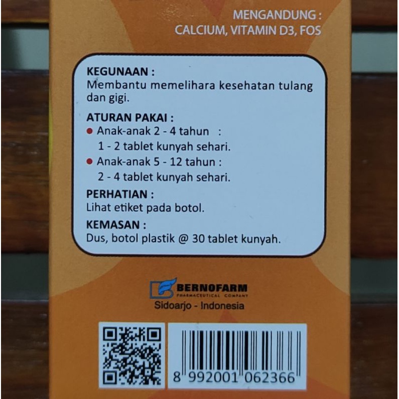 Bone Kidz 30 Tablet Kunyah Rasa Cokelat / Vitamin Tulang dan Gigi Anak / Kebutuhan Kalsium Anak