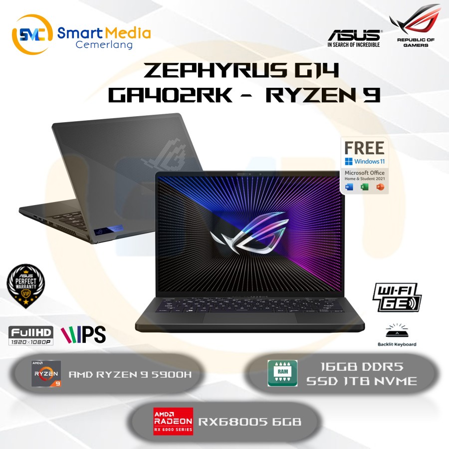 Jual Asus Rog Zephyrus G Ga Rk Ryzen Hs Gb Tb Rx S Gb Wqxga W