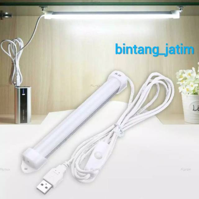 Lampu Neon Panjang Strip / Tabung Led USB Lampu Belajar Kerja Magnet