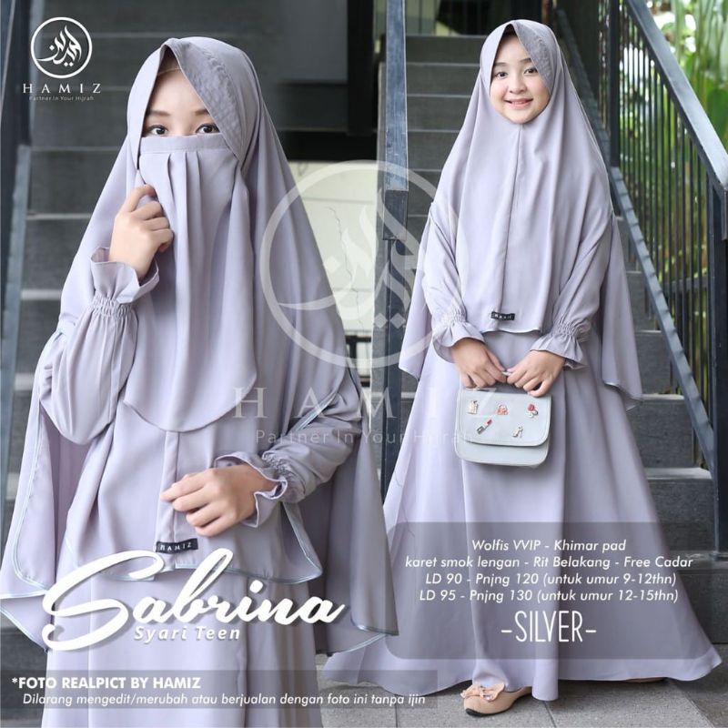 SABRINA TEEN SYARI GAMIS ANAK REMAJA SET KHIMAR WOLFIS ORIGINAL by