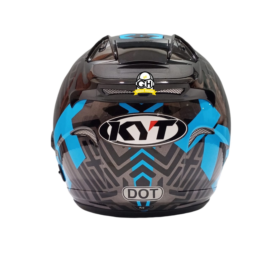 HELM KYT GALAXY FLAT R NEON GUNMETAL BLUE DOUBLE VISOR HALF FACE