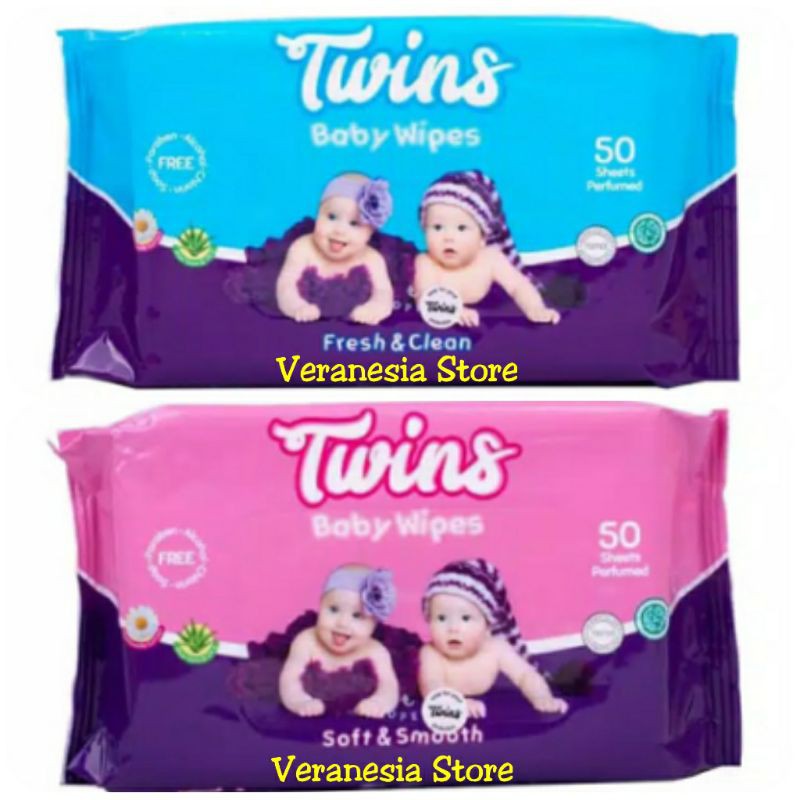 TWINS Tissue Basah Baby Wipes Buy 1 Get 1 50+50sheet