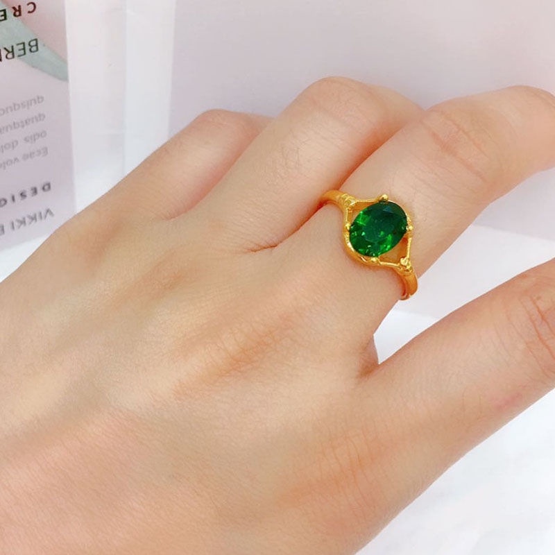 Cincin Zaitun Oval Lapis Emas Gaya Korea Untuk Aksesoris Perhiasan