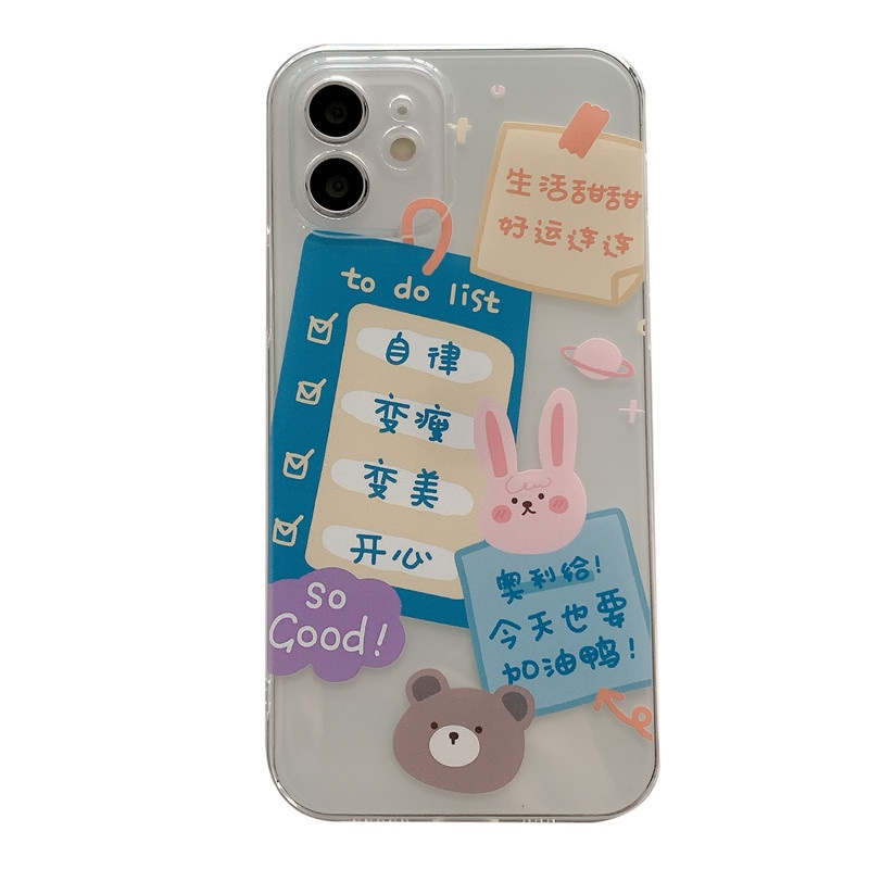 IPHONE Kartun Lucu Beruang Transparan Lembut Casing Ponsel Cover Untuk Iphone6 6s 7 8 PLUS XR XS 11 12 13 PRO MAX SE 2020