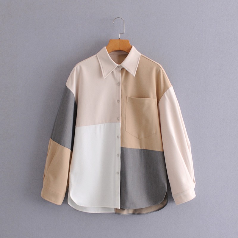 Kemeja Wanita Polos Dua Warna Casual Shirt Two Tone Mix Color Shirt-6