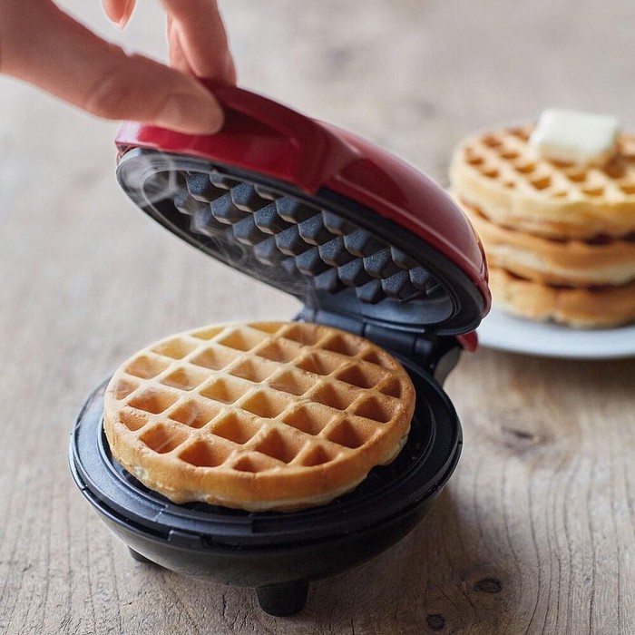 Waffle Mini Maker Electric Toaster Model Bulat Panggang Non-Stick 350W 4Inch