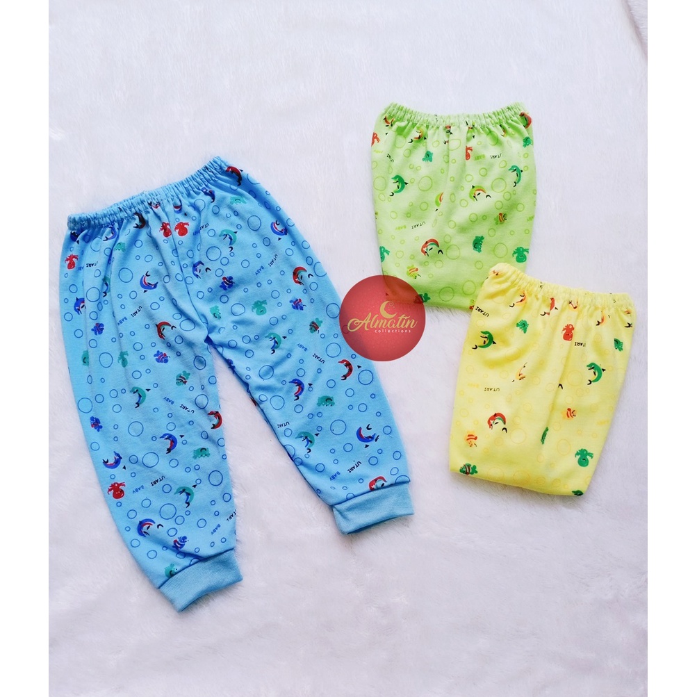 Celana Panjang Bayi Katun Motif / Celana Panjang Isi 3 Pcs