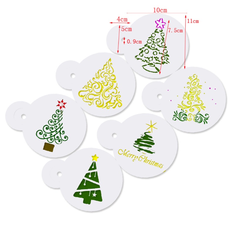 Zzz 6pcs / Set Cetakan Stensil Motif Pohon Natal Untuk Dekorasi Kartu / Scrapbook / Diary DIY