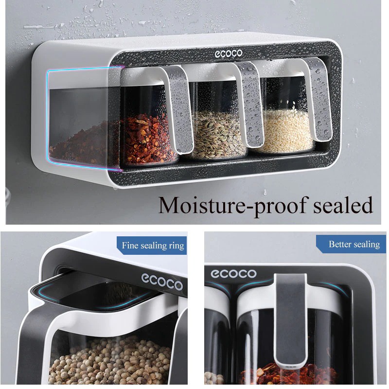 ECOCO Rak Gantung Botol Bumbu Dapur Spice Bottle Storage Rack 3 Slot Cups E2007 HITAM