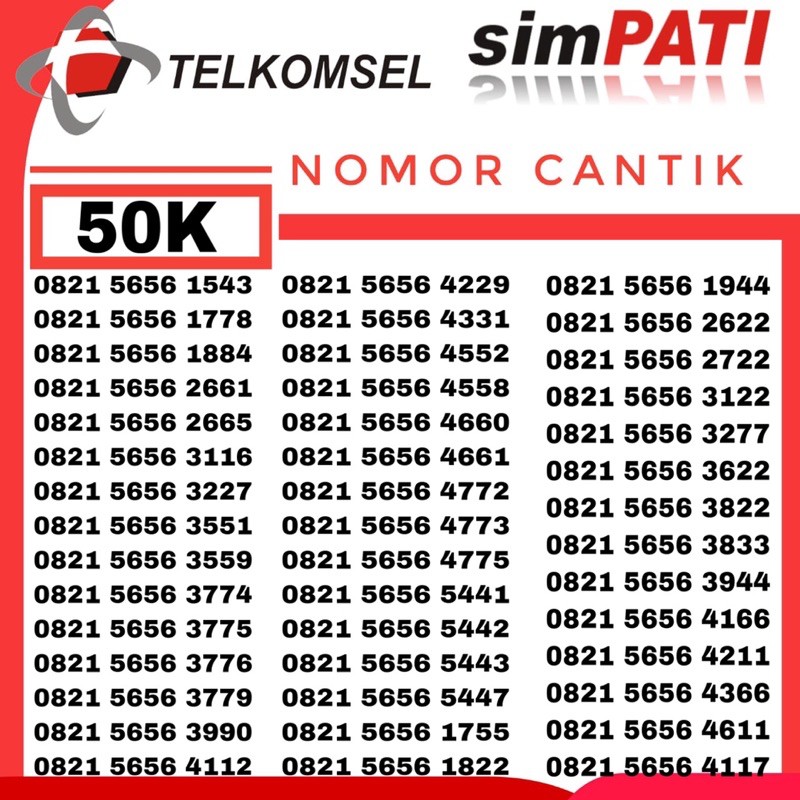 Nomor Cantik Simpati 4G LTE Kartu Perdana Telkomsel Prabayar 12 Digit As Loop 10 11 Nomer No