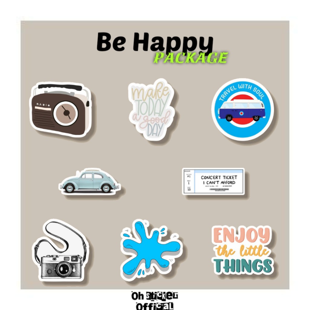 

STICKER VINYL AESTHETIC BE HAPPY PACKAGE STIKER CASE HANDPHONE LAPTOP DECAL TUMBLR BUJO DECO HELM