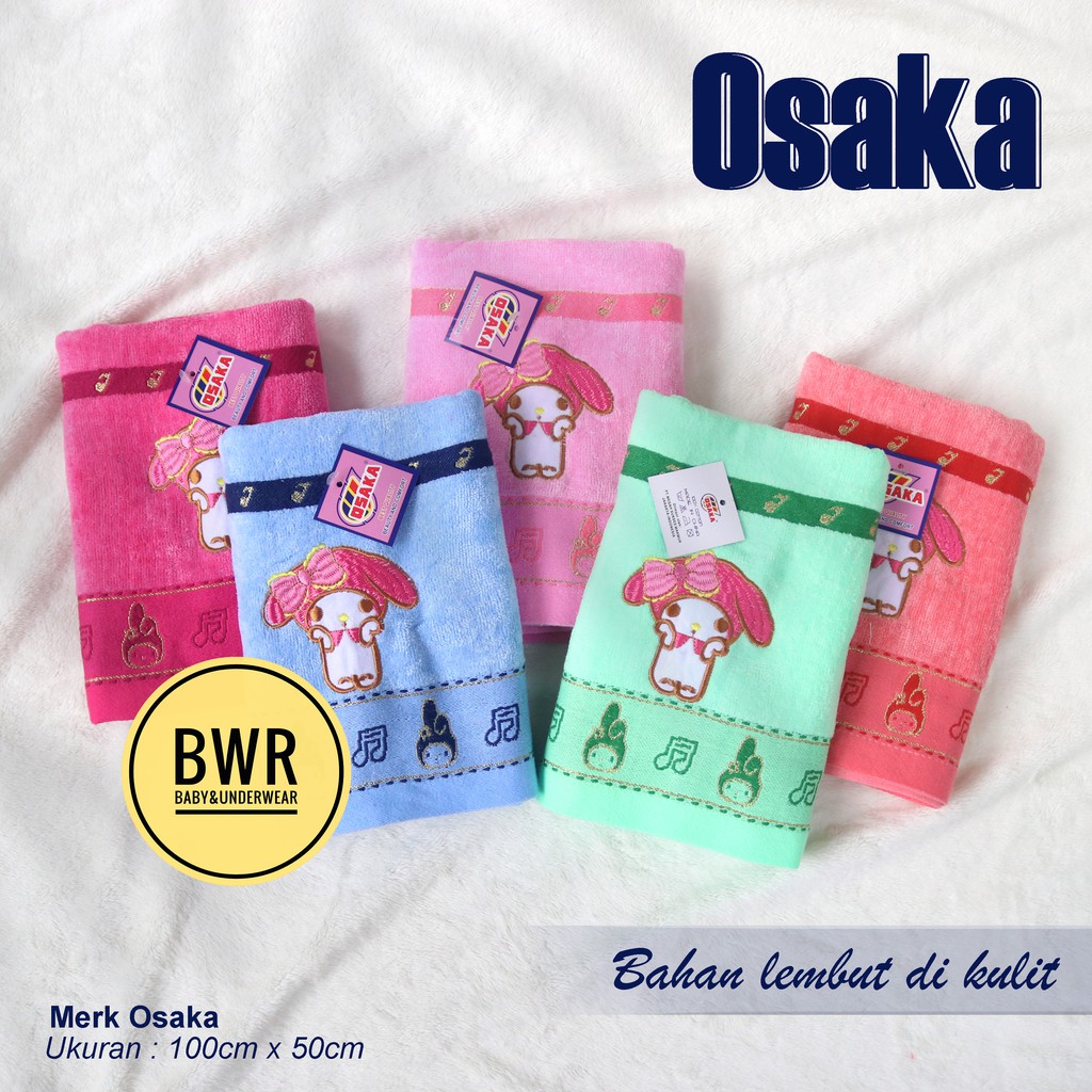 Handuk OSAKA Warna 100x50 | Handuk Mandi Anak Lembut Bermotif - Bwr