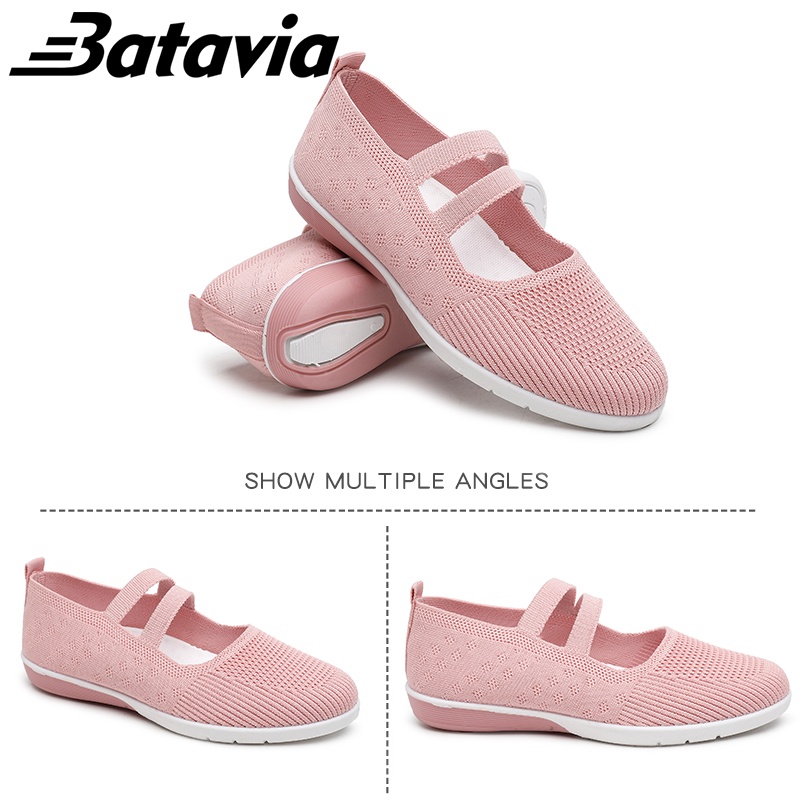 Batavia 2023 Baru Sepatu Datar Wanita Dewasa Muda Rajutan Slip-On Sepatu Ibu Sepatu Modis dan Nyaman A160