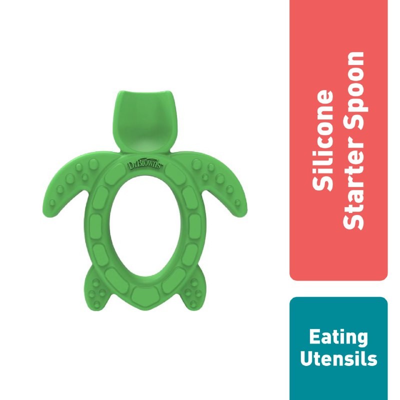 DR. BROWNS SILICONE STARTER SPOON TURTLE 1-PACK TF013 / SENDOK MAKAN ANAK