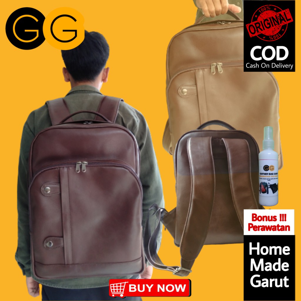 ASLI OLAHAN KULIT GARUT  TAS PUNGGUNG KULIT PRIA WANITA COWOK TAS RANSEL KULIT PRIA COWOK  CEWEK