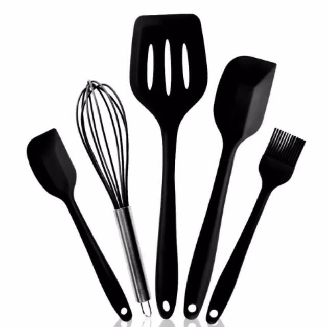 PROMO Alat Masak Silicone (isi 5 pcs) baking set Spatula Sutil Food Grade anti lengket tahan panas-2