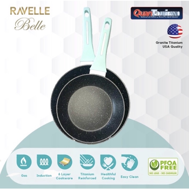 RAVELLE BELLE Set 2 Pcs - Panci Masak Korea Frypan 24Cm + Wok 28cm