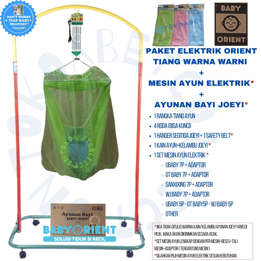 Paket Tiang Ayunan Elektrik Portable GT Baby/WJ Baby dan Tiang ORIENT WARNA PROMO TOKOABET