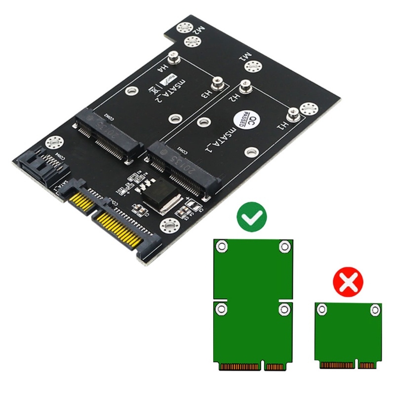 Konverter Adapter Kartu Ekspansi btsg Dual MSATA Ke SATA3 Bracket Tinggi Penuh Untuk HDD