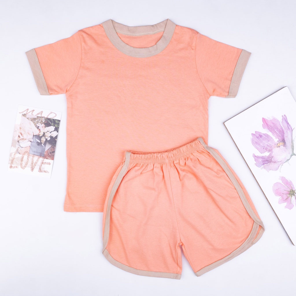 IL - Set Ringer Tee Earth Tone Series / Setelan Anak Katun 0-5 Thn / Playset / Basic Tee Hotpants
