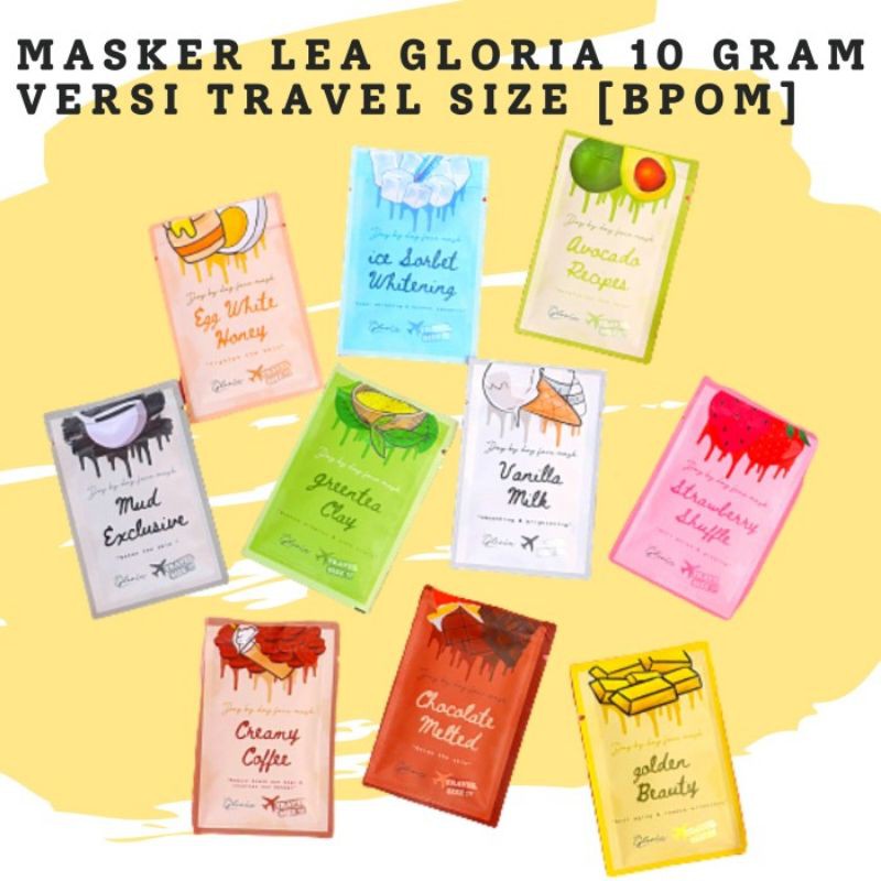 masker Lea Gloria 10 gram TRAVEL size masker glowing dan jerawat