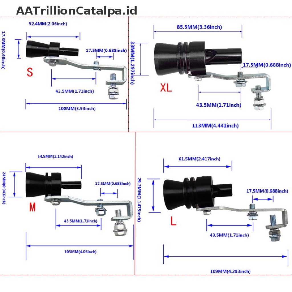 (Aa) Peluit Simulator Suara Turbo Trillioncatalpa Ukuran S / M / L / XL Untuk Pipa Knalpot Mobil